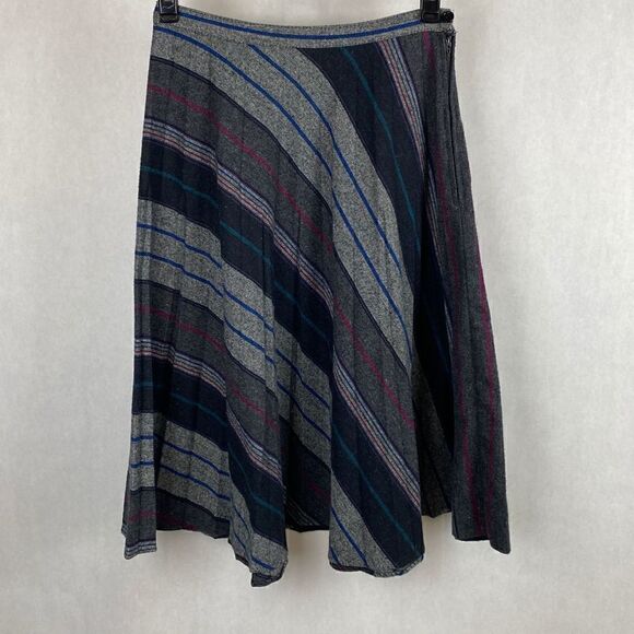 Vtg Marilyn Togs Midi Skirt Wool Blend Small XS Gray Stripe - Picture 1 of 12